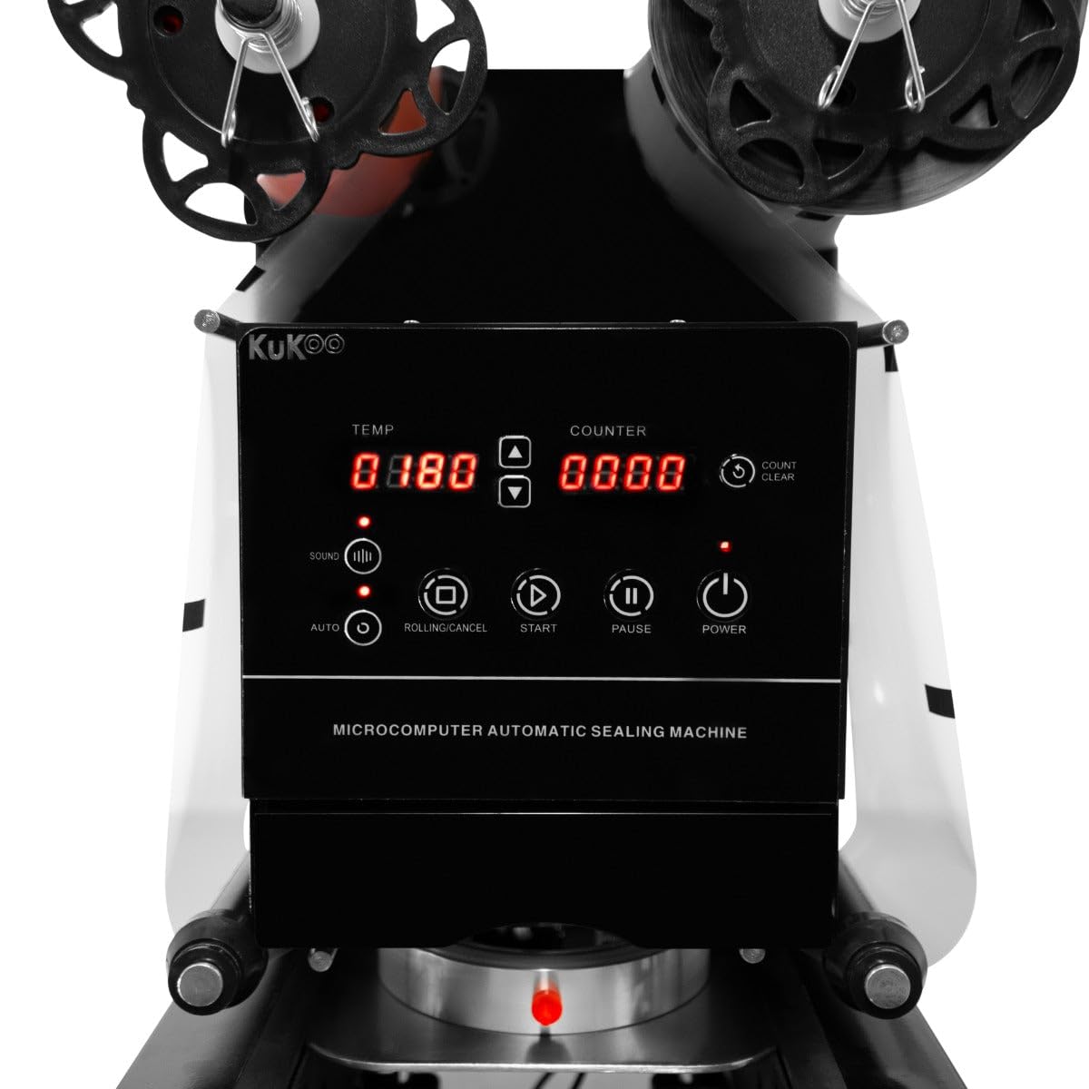 Machine à sceller les tasses électrique 500 W entièrement automatique sous vide Panneau LCD en acier commercial Bubble Milk Tea Coffee Smoothies Papier plastique 90 mm 95 mm de diamètre 500-650 tasses