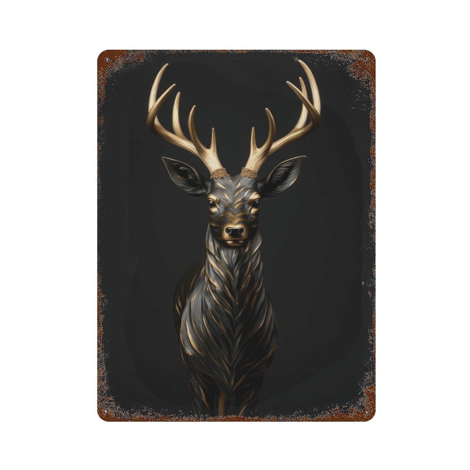 Rust Effect Gold Dark Antelope Vintage Rust Metal Sign 15.7"x11.8", Classic Wall Plaque for Shed, Workshop And Garage Wall Decor
