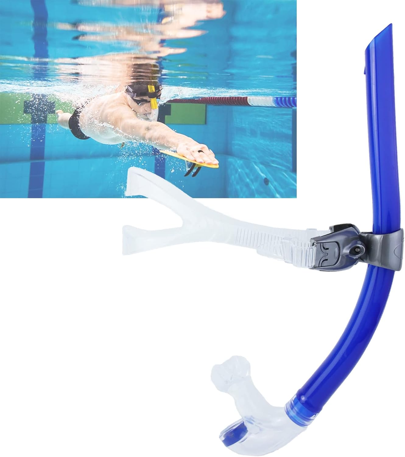 Swim Snorkel for Lap Swimming, Swimmer Snorkel Tube Diving Training Snorkeling Gear EasyBreath
