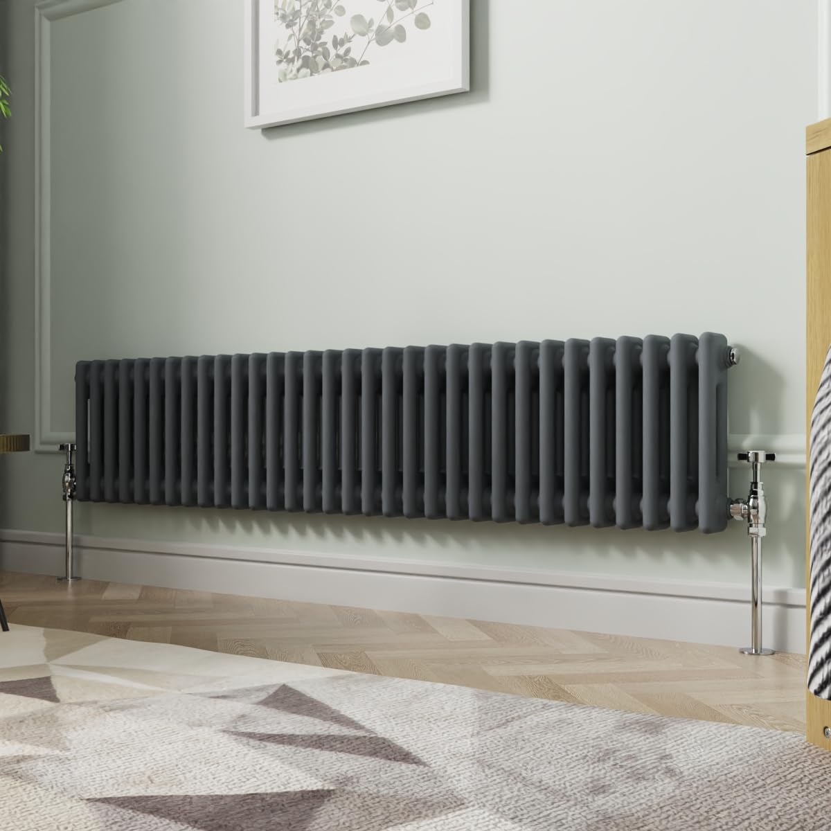 NRG 300 x 1460mm Anthracite Horizontal Cast Iron Radiator Double Panel