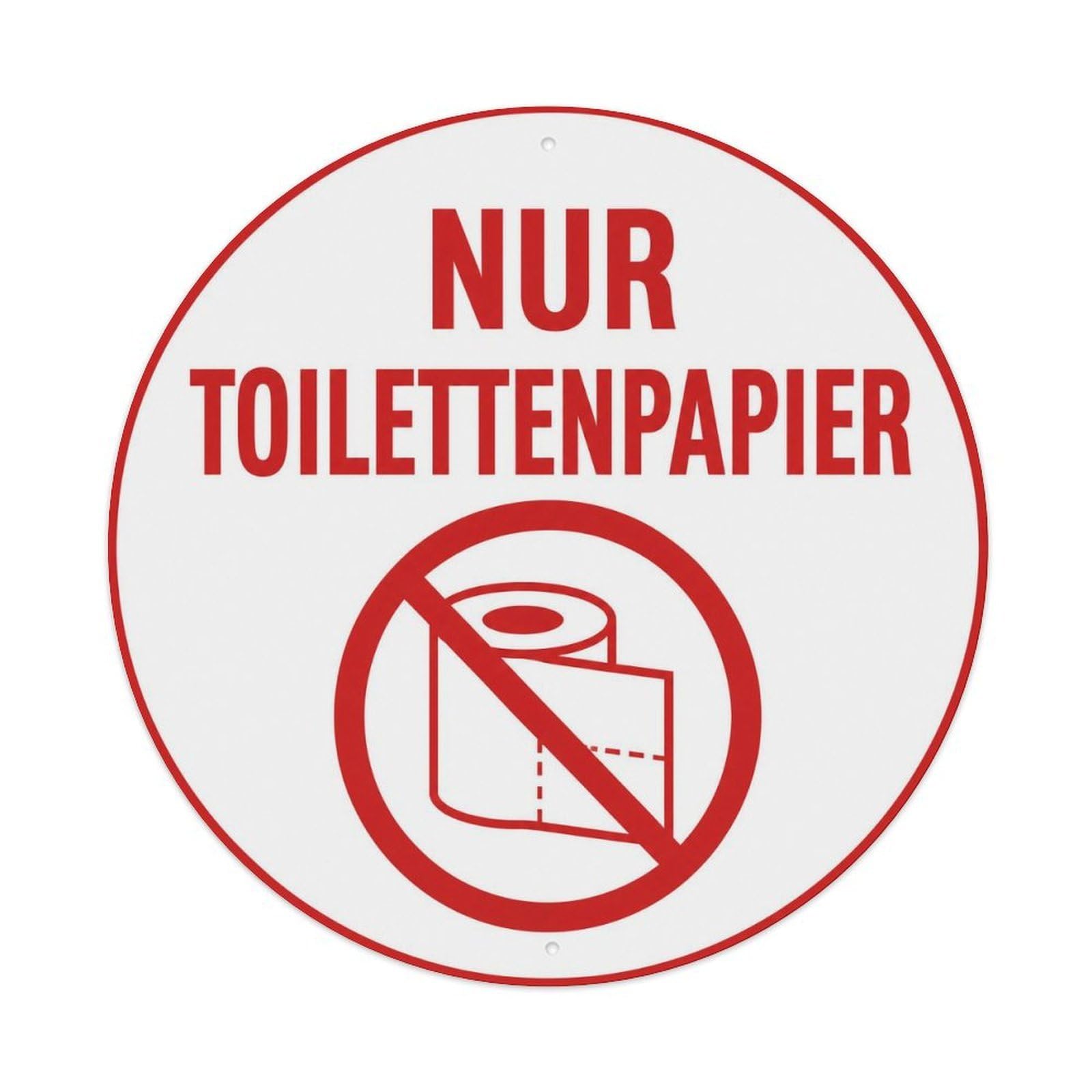 German Toilet Paper Only Restroom Notice Red Roll Badge Metal Tin Sign