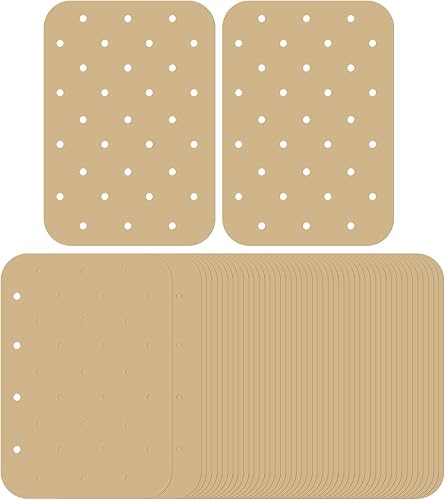 uxcell Forros de papel pergamino para freidora de aire, 50 piezas de papel de hornear antiadherente, papel rectangular para freidora de aire,