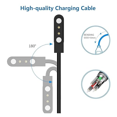 Miniatura 8 de VBANU VeryFit - Cable de carga para reloj inteligente, compatible con IDW19, IDW15, IDW13, ID208(BT), ID205L, ID206 y más, cable USB magnético de