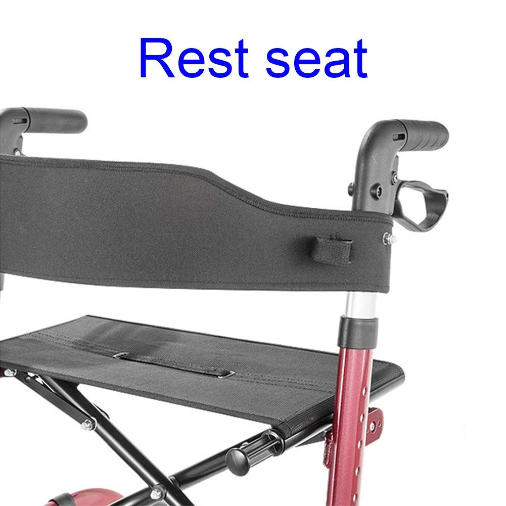 Składany Chodzik Typu Rollator Chodziki Typu Rollator Chodzik Lekki Składany Chodzik Na 4 Kółkach Z Siedziskiem, Blokowanym Hamulcem, Ergonomiczną Rączką I Wyjmowaną Torbą Do Przechowywania
