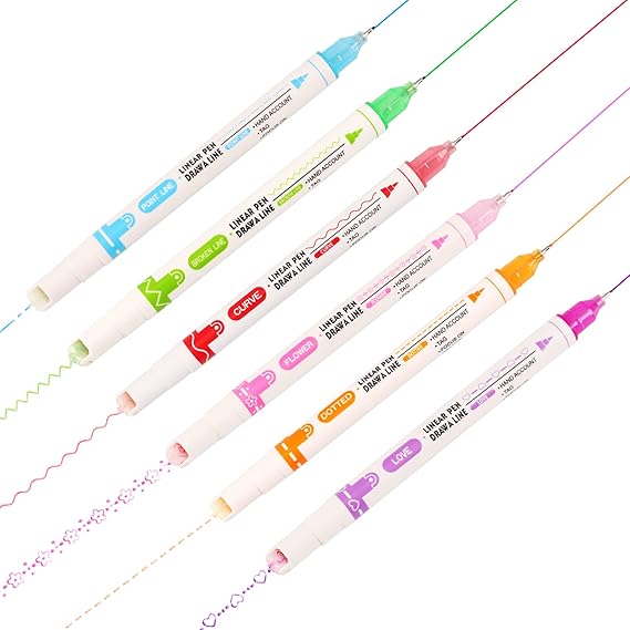 Curves Highlighter Pen Set, Double Tips Curve Pens, Flair Pens That