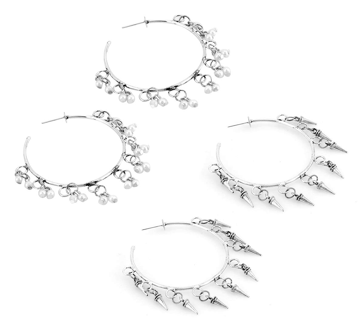 Yellow Chimes Combo of Two Pairs Silver Oxidised Traditional Hoop Earrings for Women and Girls (B07VJG84XB) Amazon Price History, Amazon Price Tracker