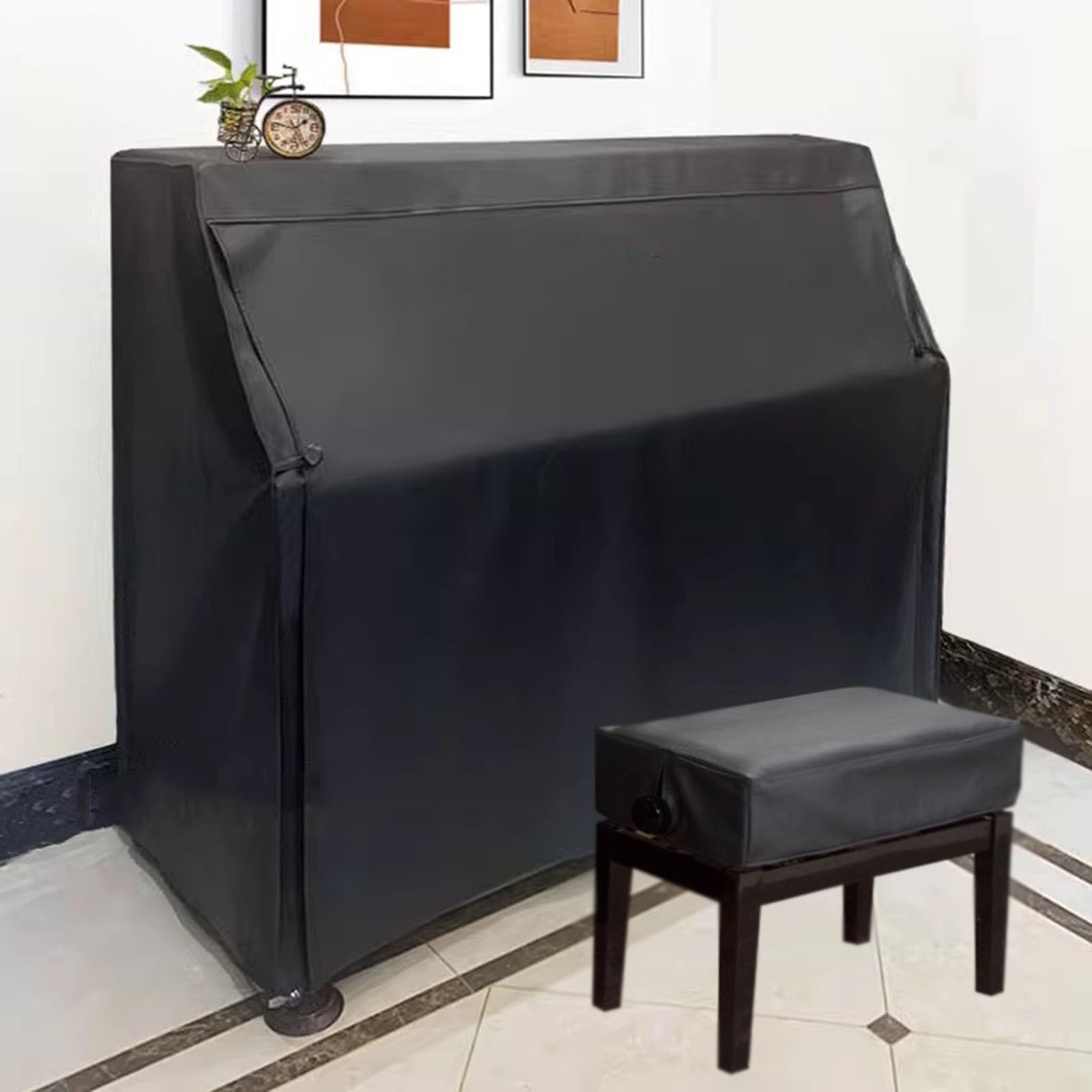 Piano Cover with Stool Triangle Upright Piano Protective Dust Cover for Home Block Sunlight Moisture and Dust 155 * 35 * 125cm