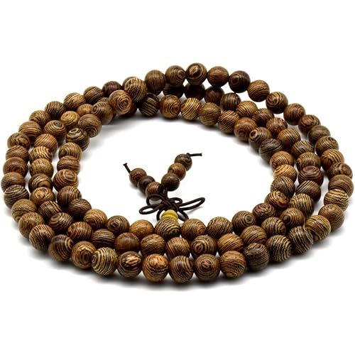Zen Dear Unisex Natural Wenge Wood Mala Prayer Beads Necklace Bracelet Beads Meditation Buddhist Japa Rosary Mala Bead Yoga