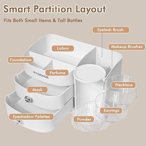 Miniatura 3 de XIAPIA Organizador de maquillaje para encimera, organizador de maquillaje para tocador, cuidado de la piel y organizadores de cosméticos con