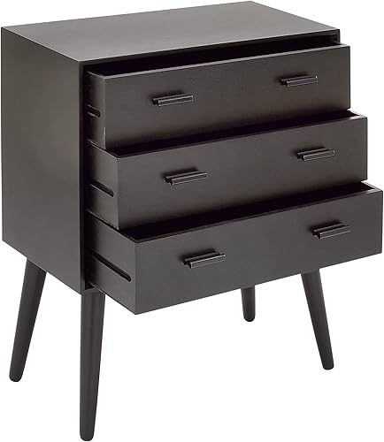 Miniatura 4 de Deco 79 Cómoda rectangular de madera moderna, 24 x 12 x 29 pulgadas, color negro