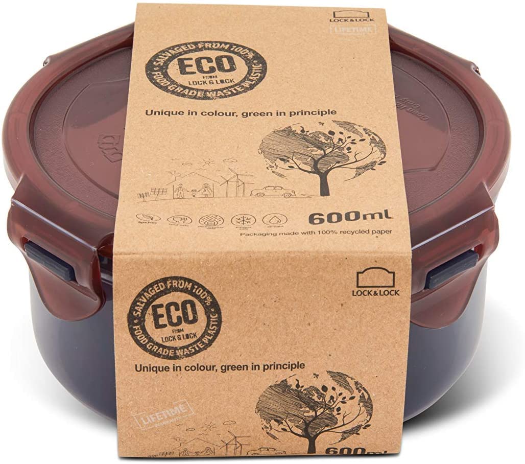 Eco Food Container Round 600ml W/Eco Outer-Sleeve Multicolor