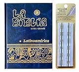 La Biblia Catolica Latinoamericana Letra Grande Edicion Cartone en Español con Señalador Biblico - The Latin American Catholic Bible Spanish Edition with Bookmarks (Blue)