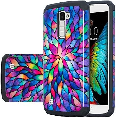 Compatible for LG Stylo 2, LG Stylo 2 V, Hybrid Dual Layer Armor Defender Protective Cover, Rainbow