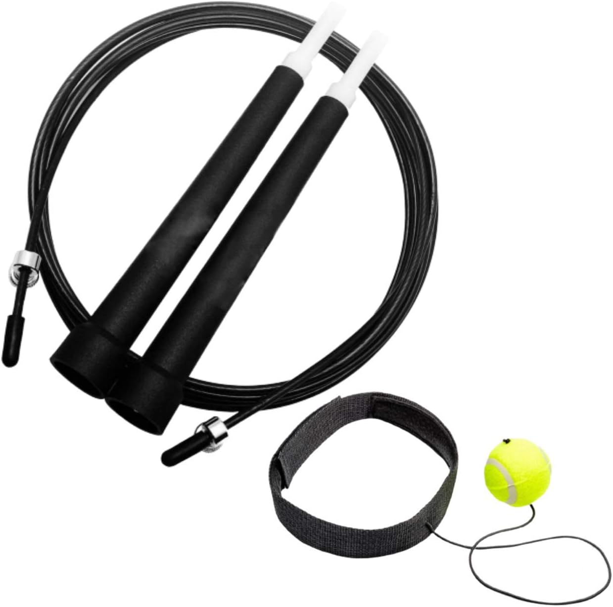 Speed Skipping Rope Adult Jump Rope for Fitness, Gym, Boxing, Crossfit & Exercise Conditioning PLUS Boxing Ball For Reflex & Fun - Home Workout Set Suitable for Men & Women