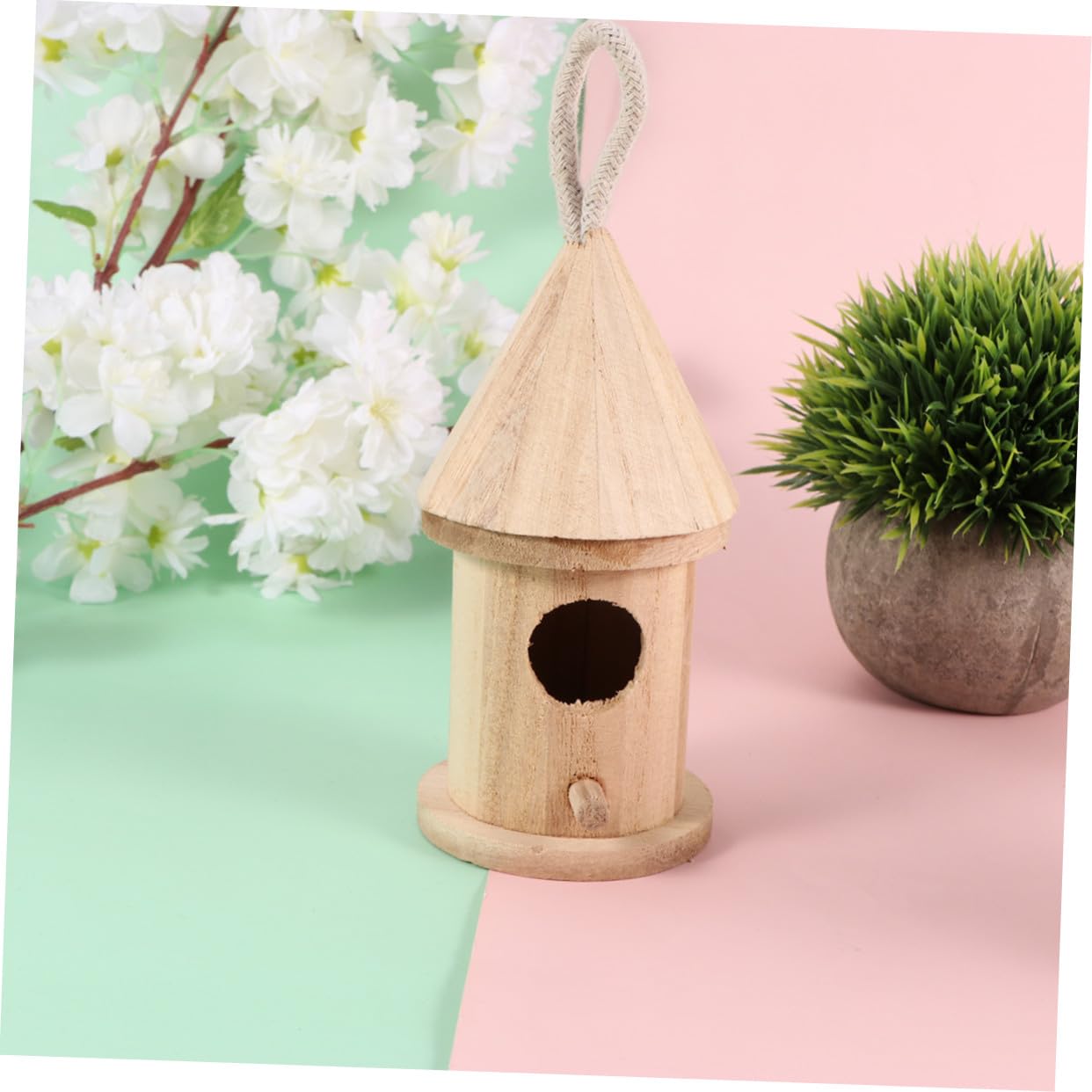 6 Stück Teiliges DIY Holz Vogelhaus Bastelset mit Dickem Aufhängeseil Unvollendetes Nistkasten Modell für Stabile Tischdeko Pädagogisches Kreativspielzeug zum Bemalen und Gestalten