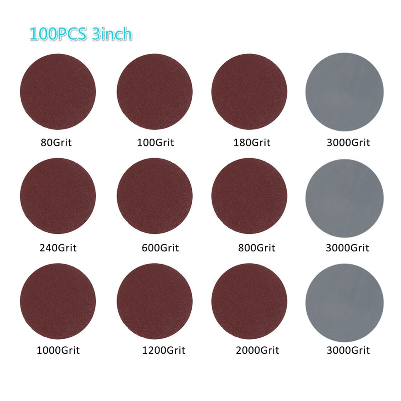 100 sztuk Szlifierki Szlifierki Tarcze - Arkusze piasek ścierny Grit 80-3000 Dysk szlifierski Polski szlifierski Podkładki do drewna Narzędzia do polerowania (Color : Style D)
