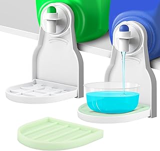 2 Pack Laundry Detergent Cup Holder - Laundry Detergent Drip Catcher Tray - Laundry Cup Holder & Drip Tray Detergent Cup Holder Detergent Drip Catcher with Detachable Silicone Pad No More Mess Drips
