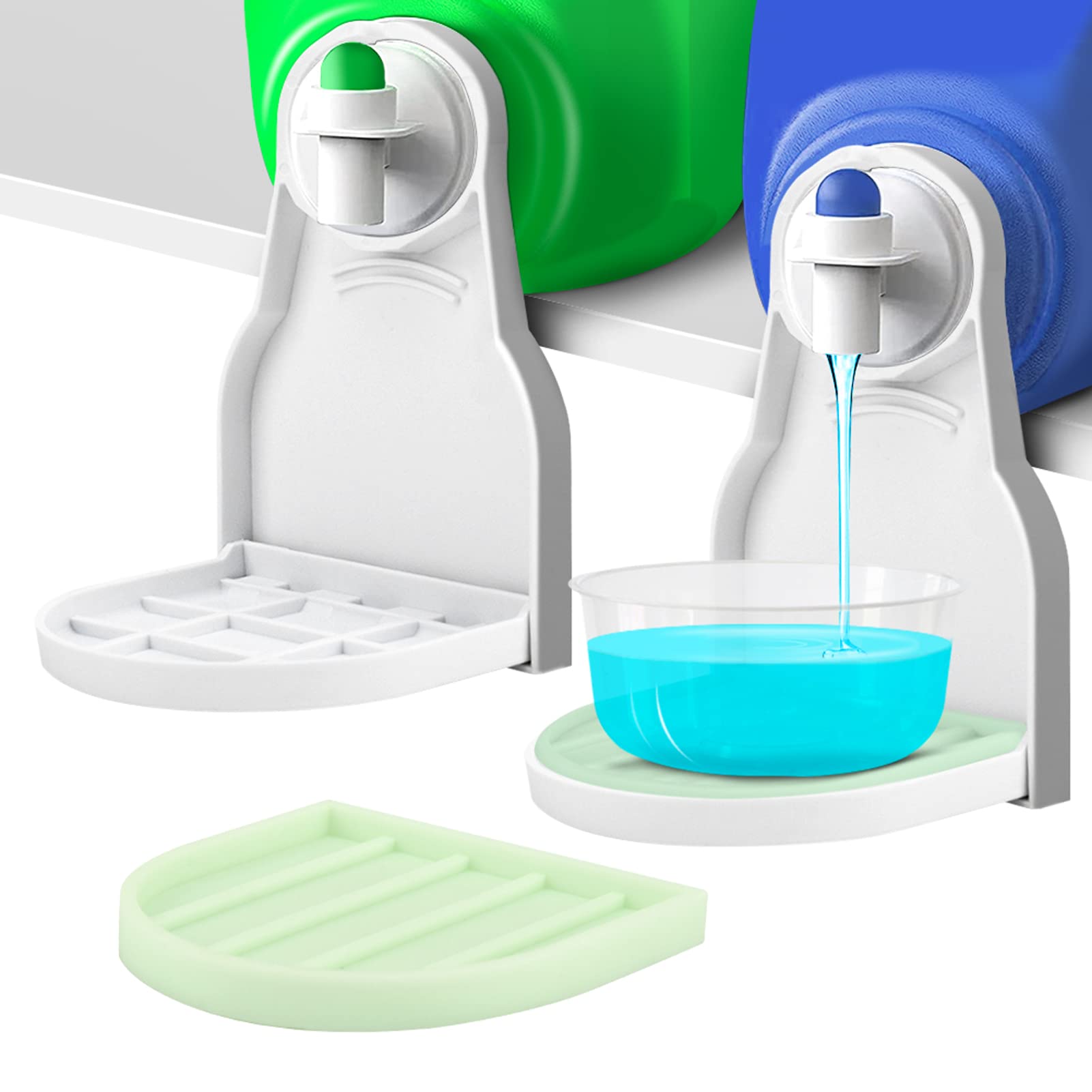 2 Pack Laundry Detergent Cup Holder - Laundry Detergent Drip Catcher Tray - Laundry Cup Holder & Drip Tray Detergent Cup Holder Detergent Drip Catcher with Detachable Silicone Pad No More Mess Drips