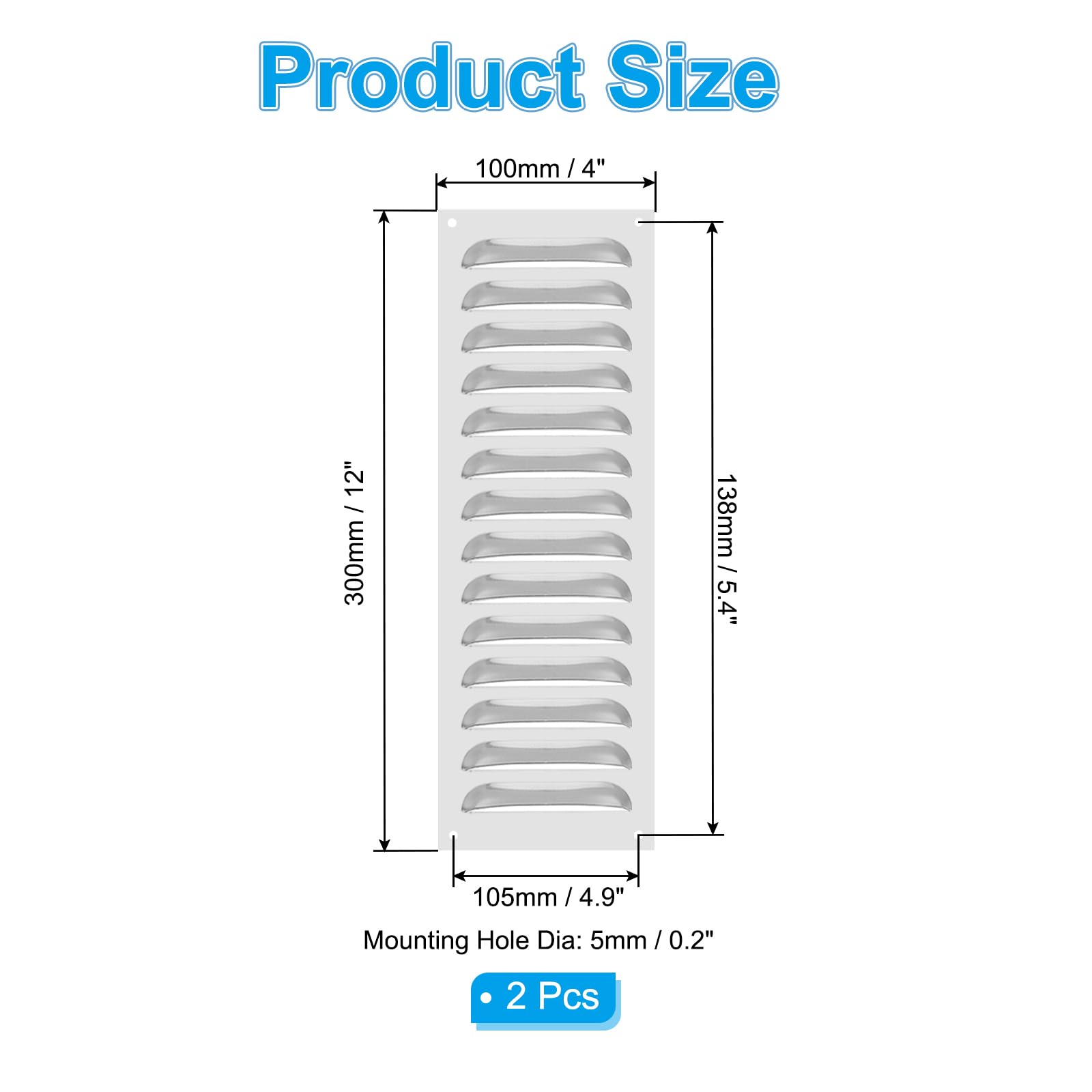 PATIKIL 4 x 12 Inch 304 Stainless Steel Vent Cover - Image 2