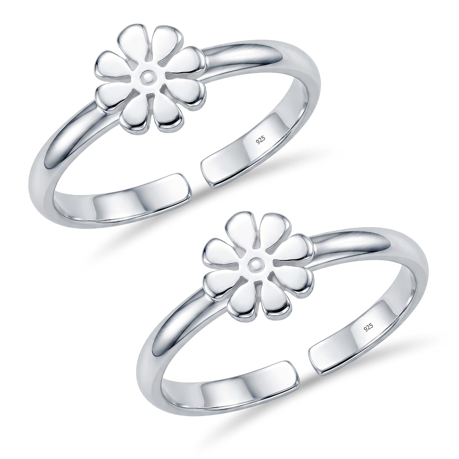 truesilver acpl 925 Sterling Silver Toe Rings for Women Ladies Pure Chandi Latest Style Fancy Flower Design Bichiya for Leg Foot Finger Ring-picture-16