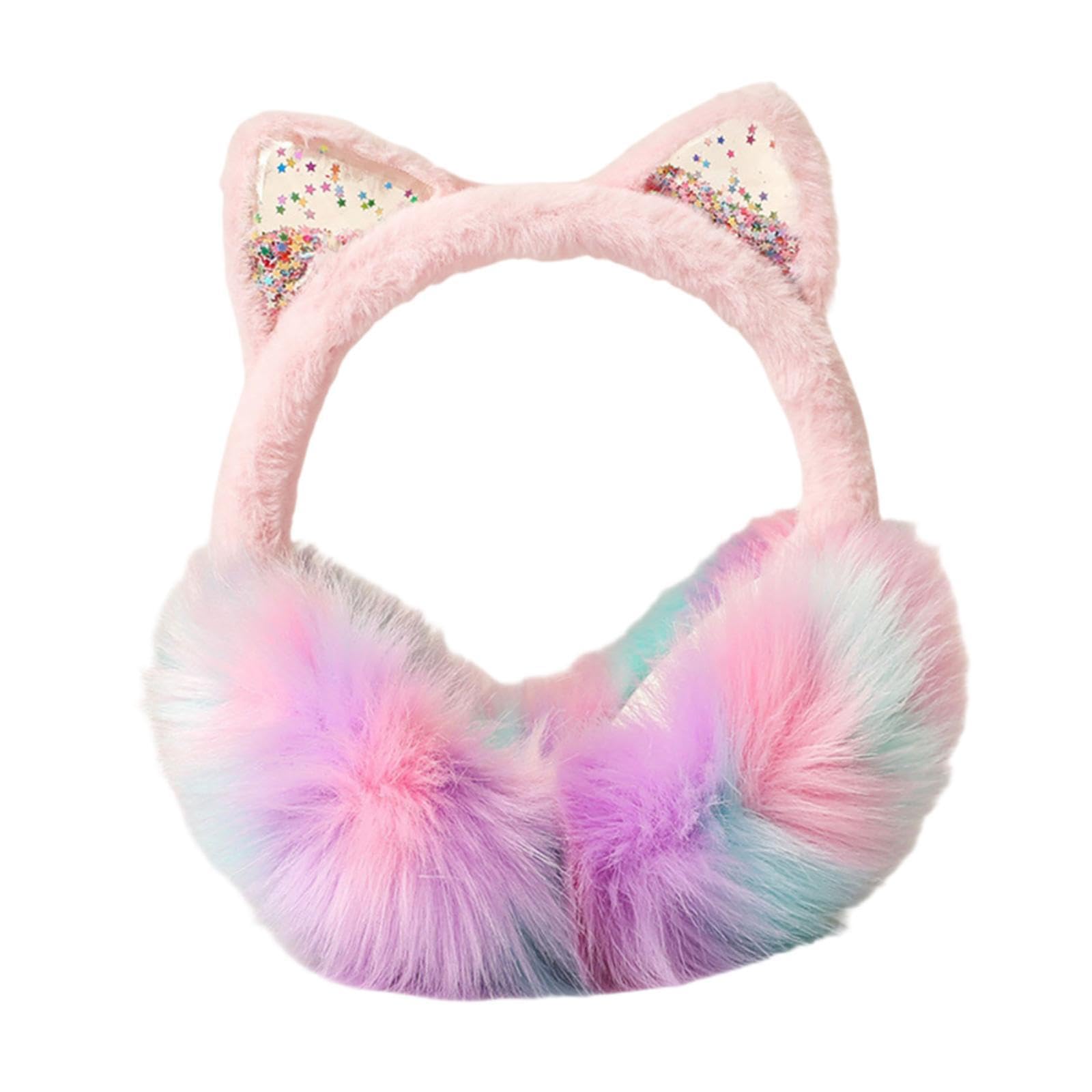 Cat Ear Earmuffs Casual For Cold Weather Plush Earmuffs For Girls Women Teen Pink-image-19