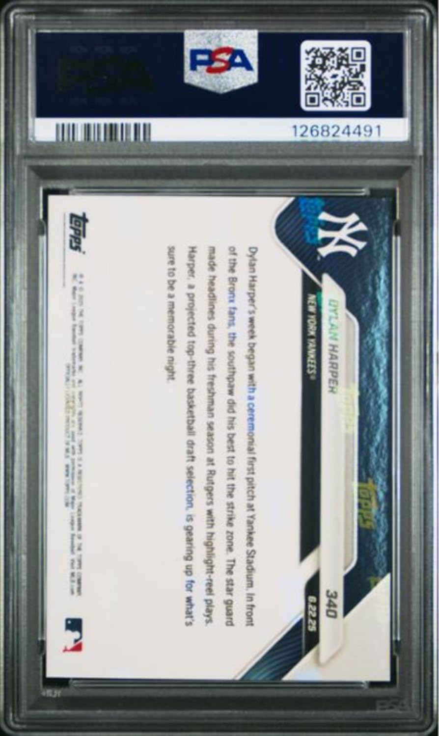 Graded 2025 Topps Now Dylan Harper #340 Rookie RC Baseball Card PSA 10 Gem Mint