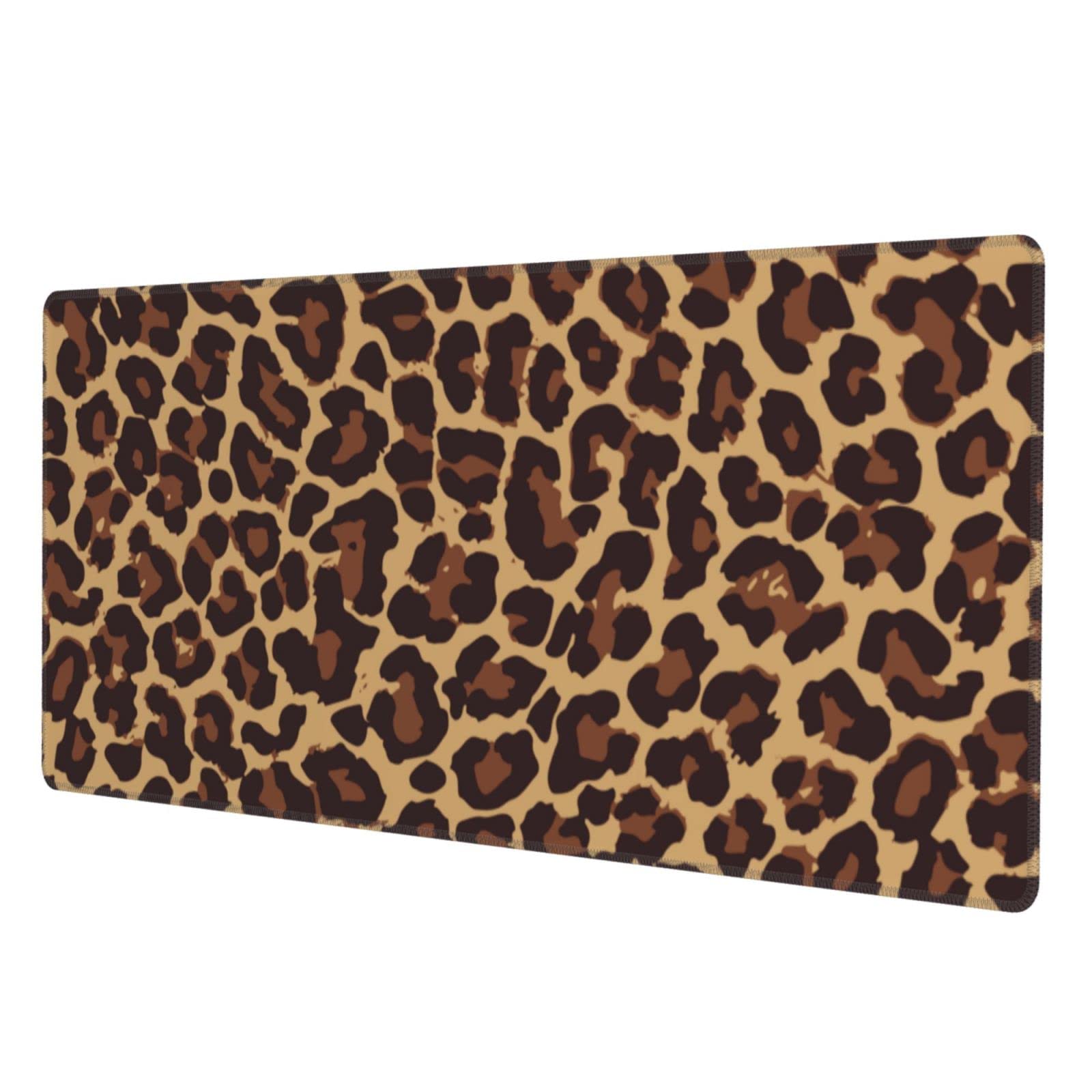 Leopard Print Gaming Mouse Pad Non Slip XL Large Mousepad Stitched Edge Rubber Base Desk Mat for Laptop PC Computer