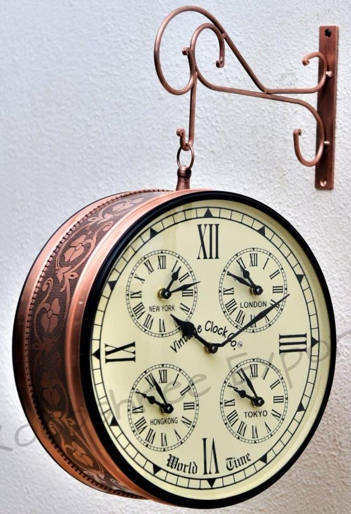 Vintage Handcrafted Wall Clock - Black Iron -25