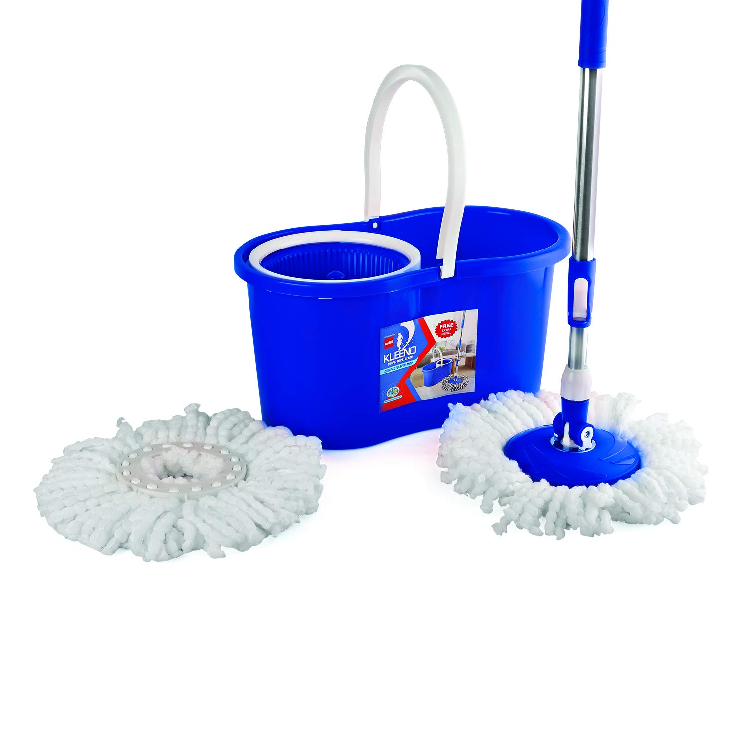 KleenoCello Compacto Spin Mop with 2 refill Blue