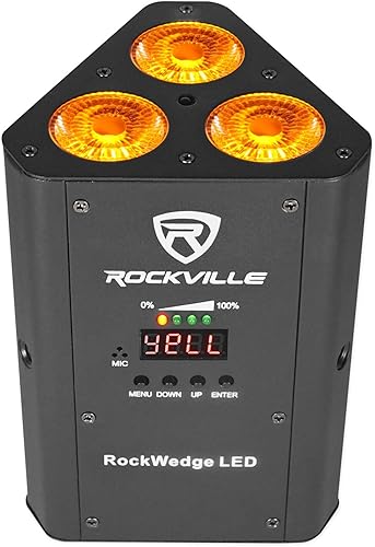 Miniatura 7 de (2) Rockville RockWedge LED RGBWA+UV recargable inalámbrico DMX DJ Par Up-Lights