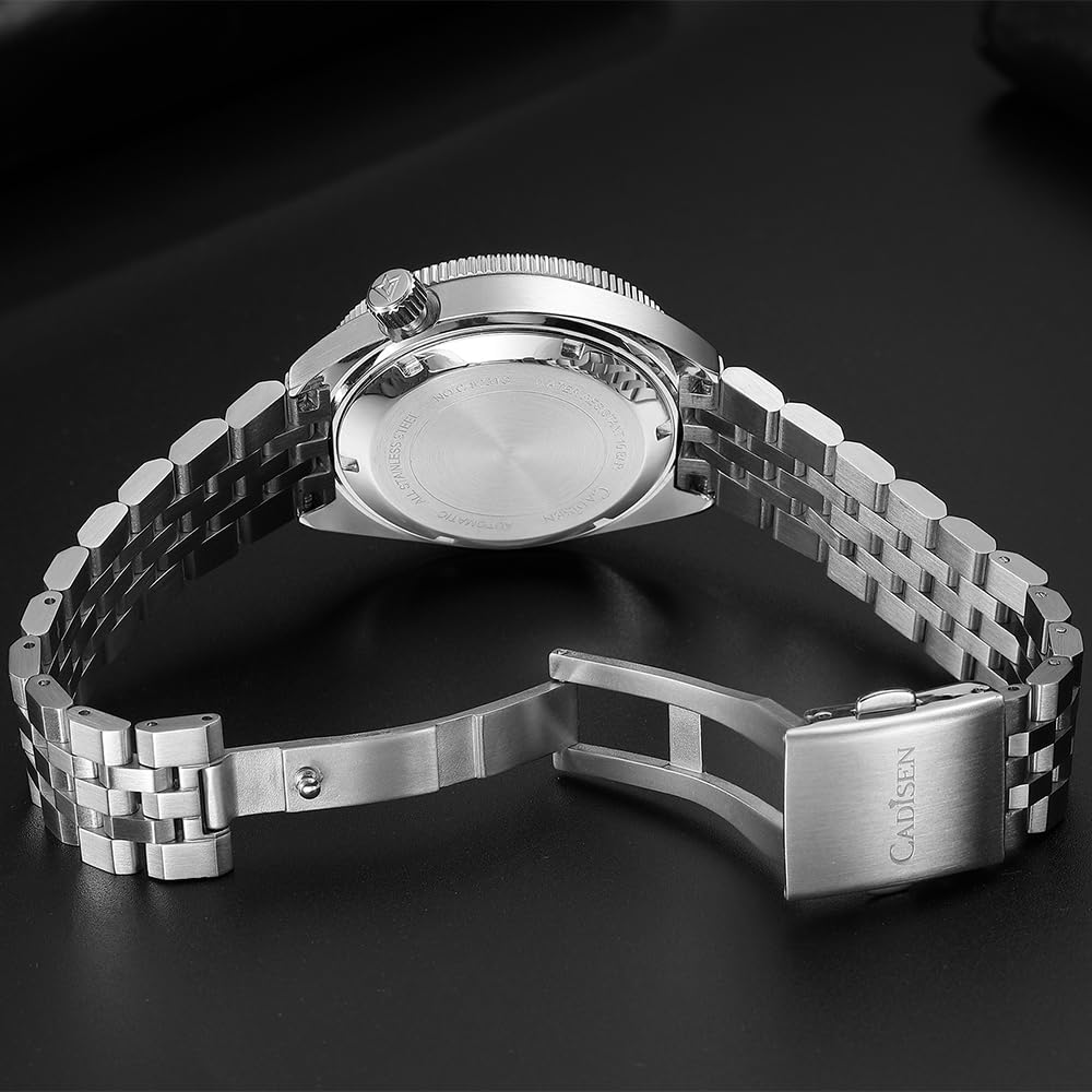 CADISEN Automatik Uhr Herren Mechanische Automatikuhr Saphirglas Klingeln Wasserdicht Homage Edelstahl Armband