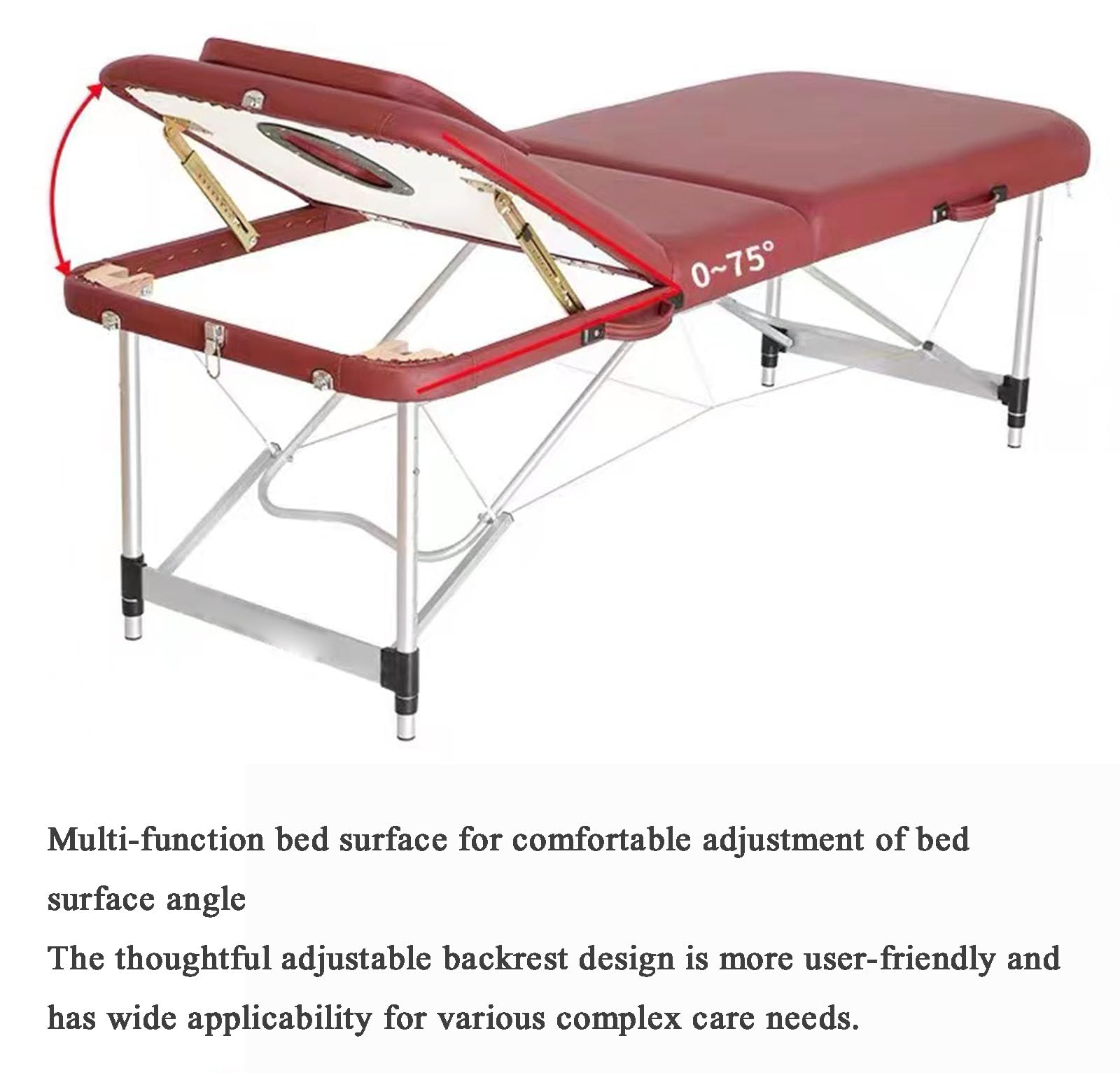 CUNTO Mesa de Ajuste Plegable, portátil, Duradera, multifunción, de 3 Secciones, Cama de Masaje, Mesa de SPA, Tatuaje, mesas de Masaje Profesionales (W70cm) ()