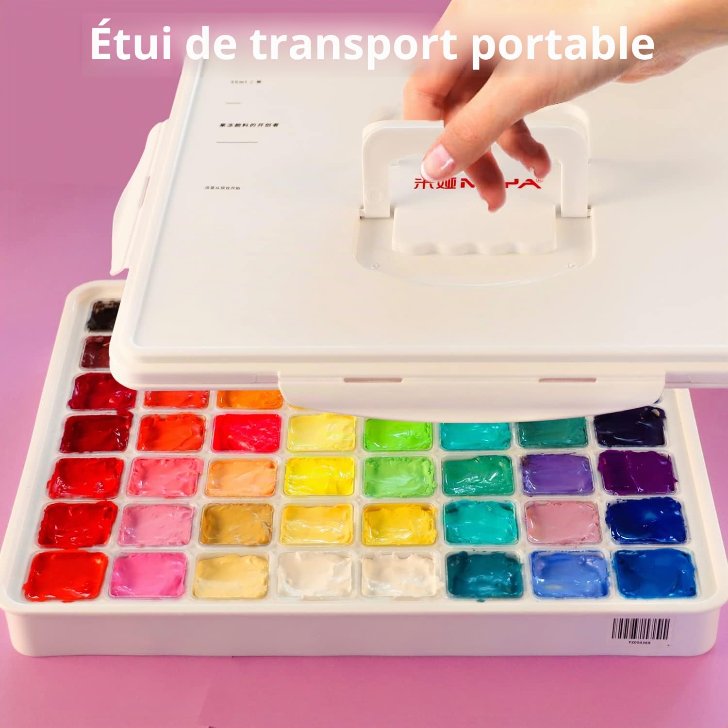 HIMI de peinture gouache 56 couleurs x 30 ml avec étui de transport portable, design unique en forme de tasse gelée, non toxique – pour les débutants, les étudiants, les artistes