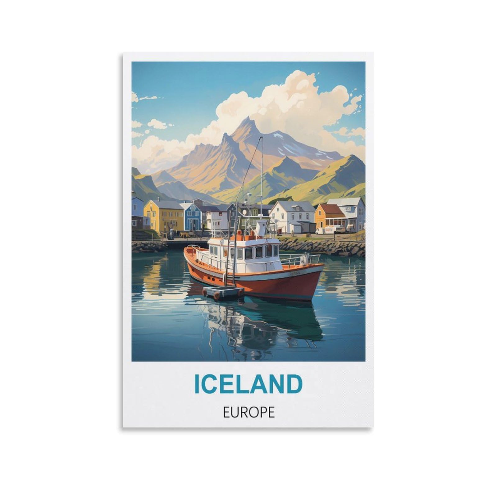 Metal Tin Sign Plaque Poster,Iceland Europe,Personalized Vintage Style Retro Tin Sign Custom Sign for Wall Outdoor, Indoor, Street, Office 30x40cm