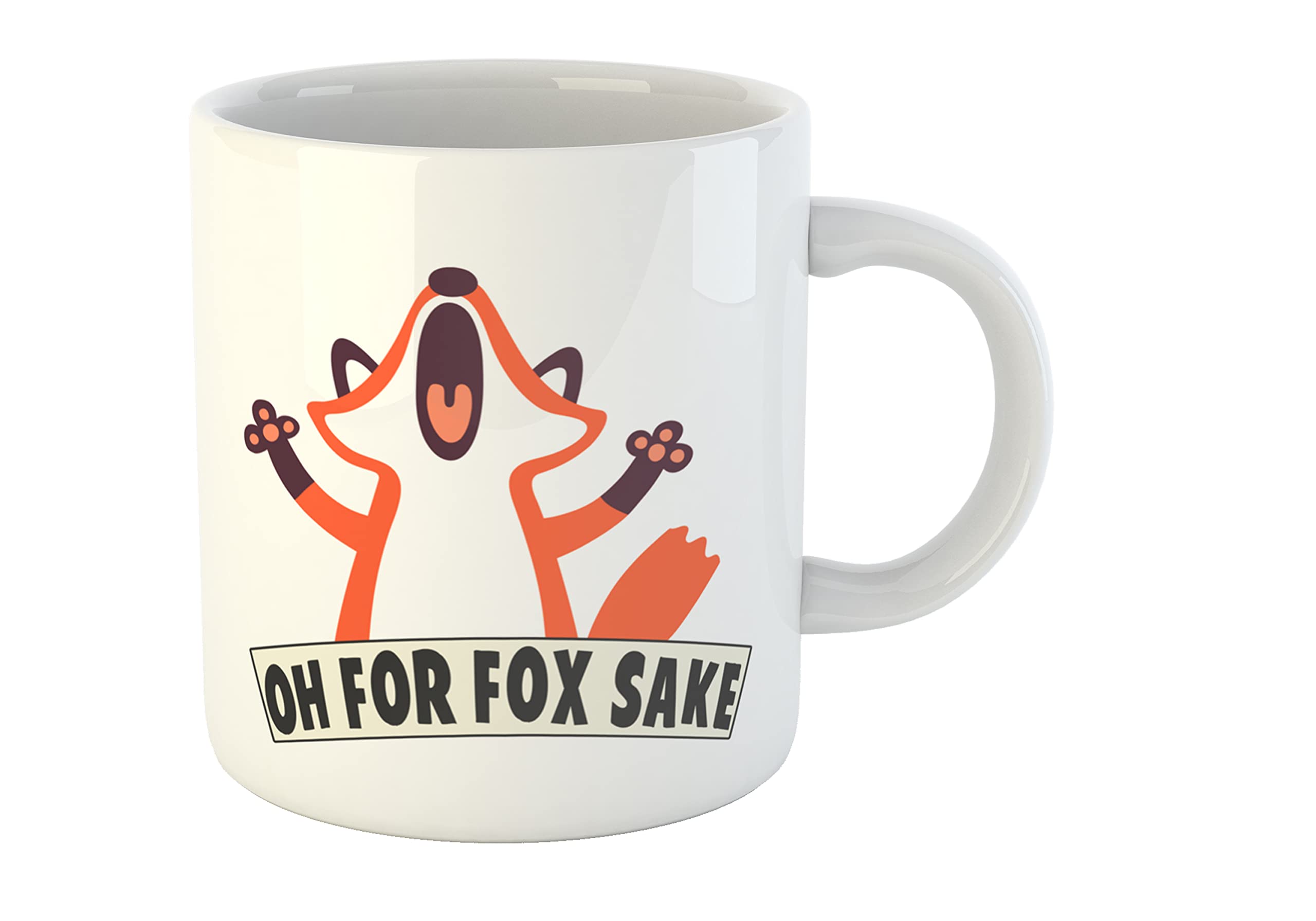 Oh for Fox Sake Funny Printed Coffee Mug- Cartoon Printed Milk Mug Gift for Kids, Gift for Him/Her