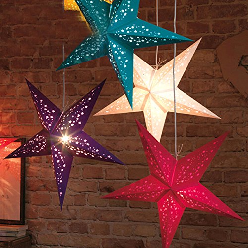 Jackie 1PC Red Topper Star Lantern 18inch Christmas Hanging Decoration Paper Star Lamp