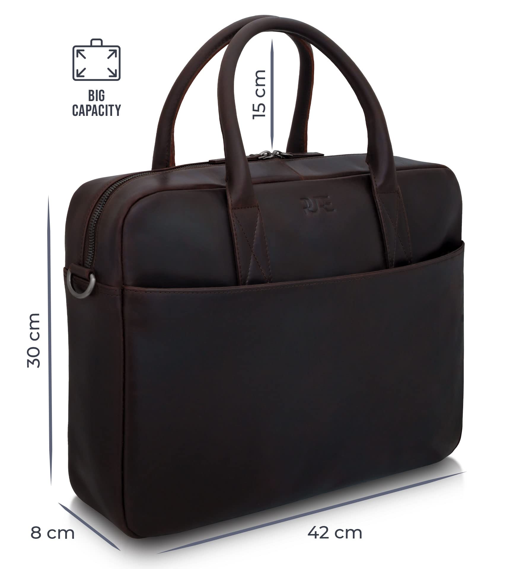 Maletín para ordenador LESATH I Bolsa grande para portátil 15,6 pulgadas de piel auténtica I Bandolera XL de cuero para hombre