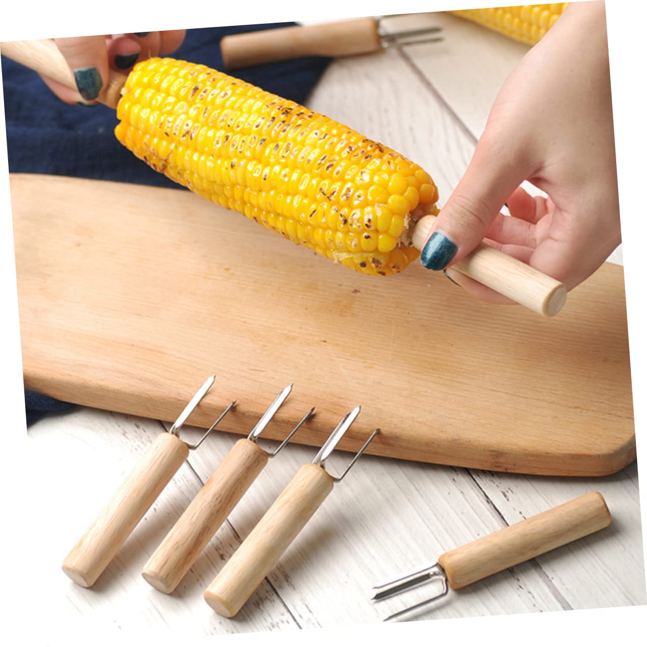 GLEAVI 5 Sätze Teiliges Maiskolbenhalter Aus Multifunktionale Bbq Gabeln Für Grillen Und Camping Praktische Spieße Für Fleisch Und Gemüse 6 Stücke * 5
