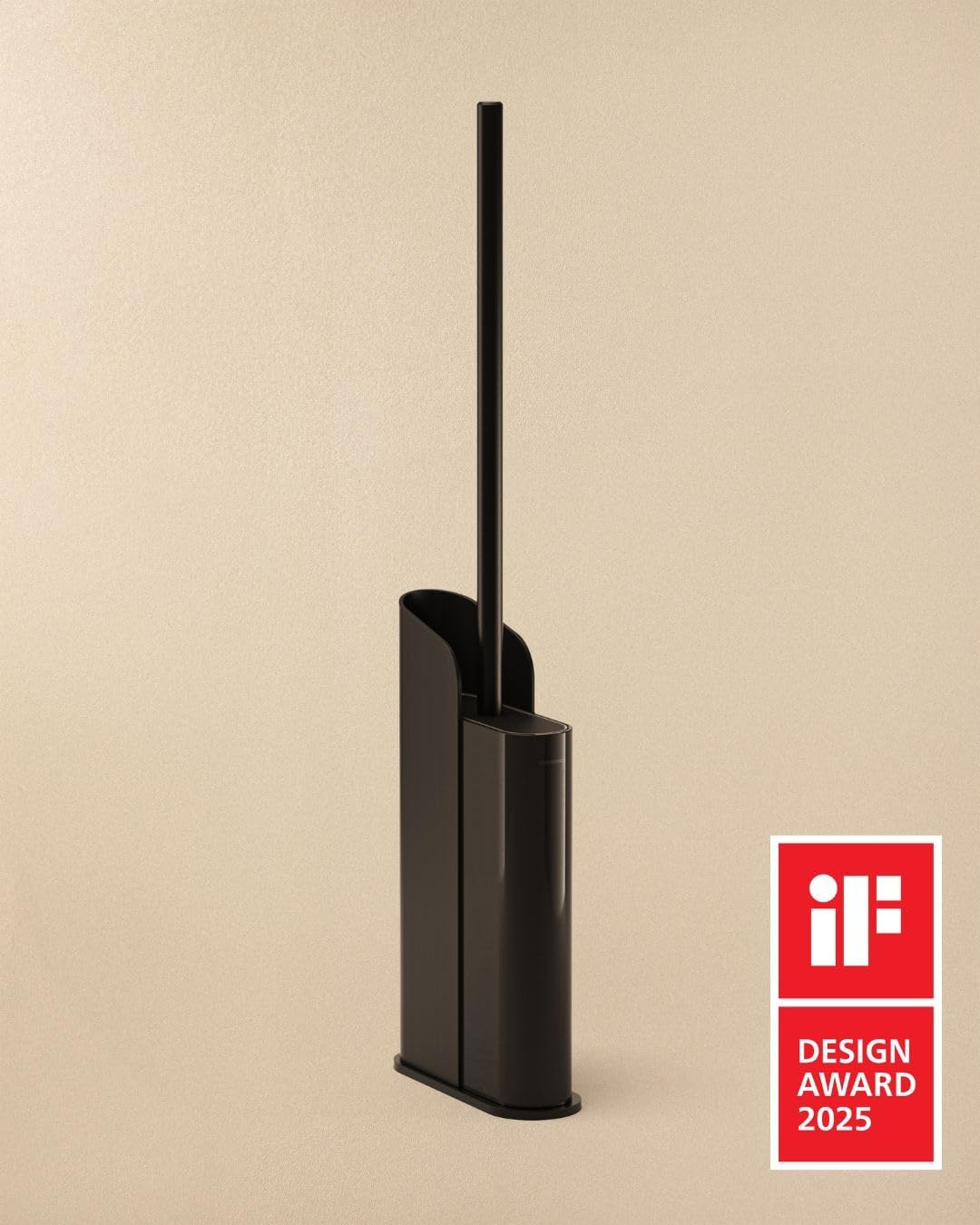 COSMIC Flat Escobilla de Baño de Silicona de Diseño Flexible y Ultrafino. Escobillero de Suelo o Pared para WC. Portaescobillas de Color Negro Mate