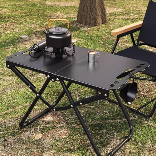 Table de camping pliante en acier carbone noir et stable avec sac de transport - 3