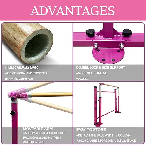 Miniatura 2 de GBVUGY Barra de gimnasia para entrenamiento en interiores en casa, barra horizontal para niños y niñas, brazos ajustables de 3 a 5 pies, equipo de