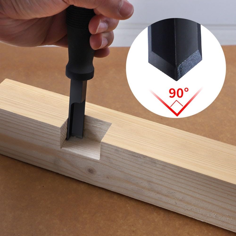 DAZZLEEX Ciseau à bois HSS à angle droit - Burin à trou traversant - Pour menuisier - Longueur : 180 mm