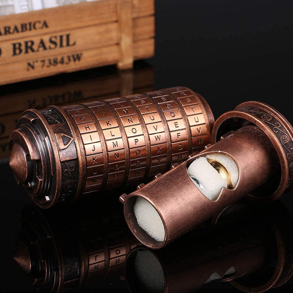 Da Vinci Code Mini Cryptex idee cadeau st saint valentin homme femme Maman Original avec Deux Anneaux Saint Valentin Jeux Cool idee Rigolo Secret Cadeau Noel Couple Copine Maman Papa