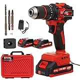 Parafusadeira Furadeira Profissional 21V Brushless AMG-PR04 Maleta Acessórios 2 Baterias Torque 55Nm Mandril 13mm Sem Fio Bivolt