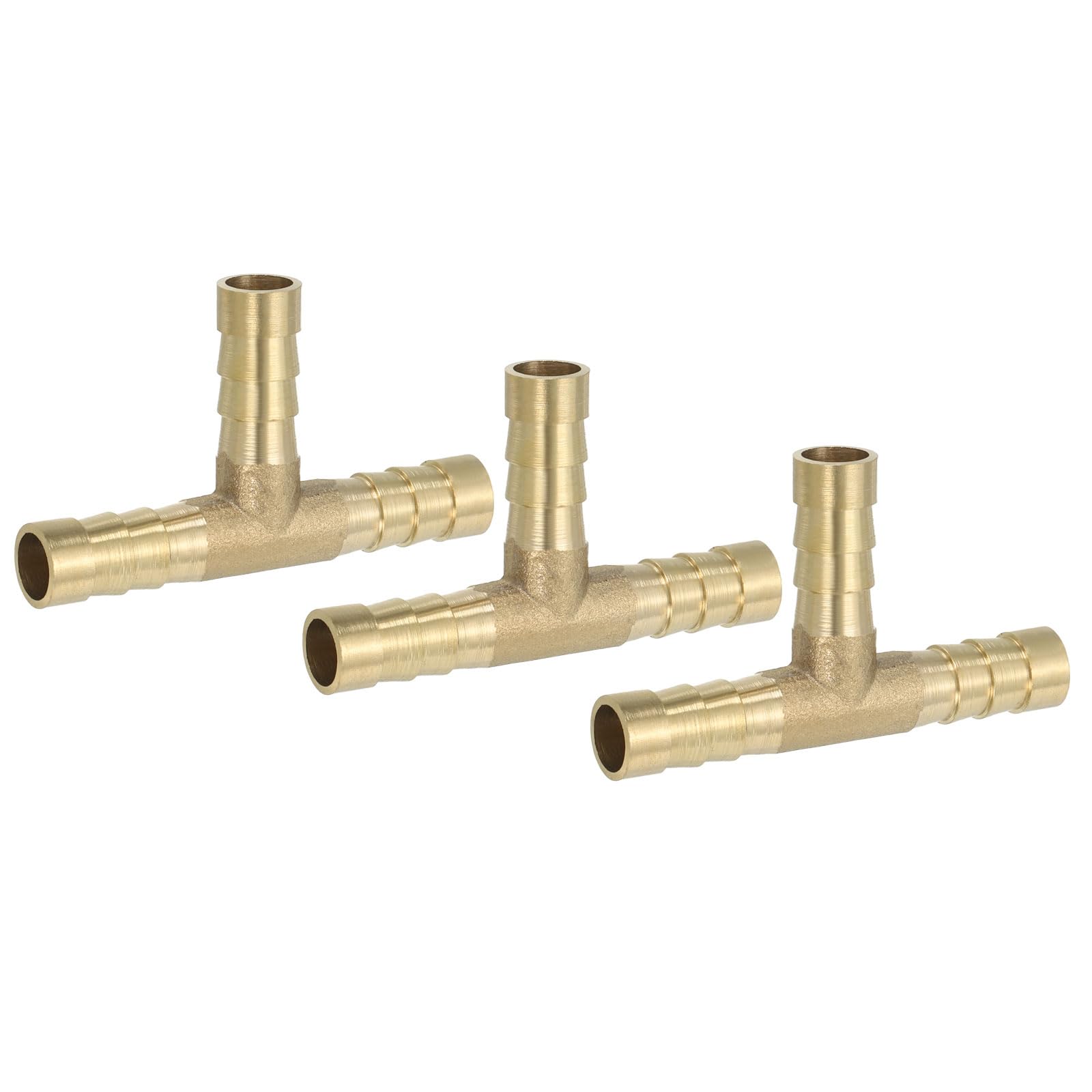 PATIKIL 5/16" Raccordo A T In Ottone Per Tubi, 3 Pezzi 3 Vie Union Intersezione A Forma Di T Con Barbe Divise Per Aria Acqua Carburante Gas Liquido, Dorato