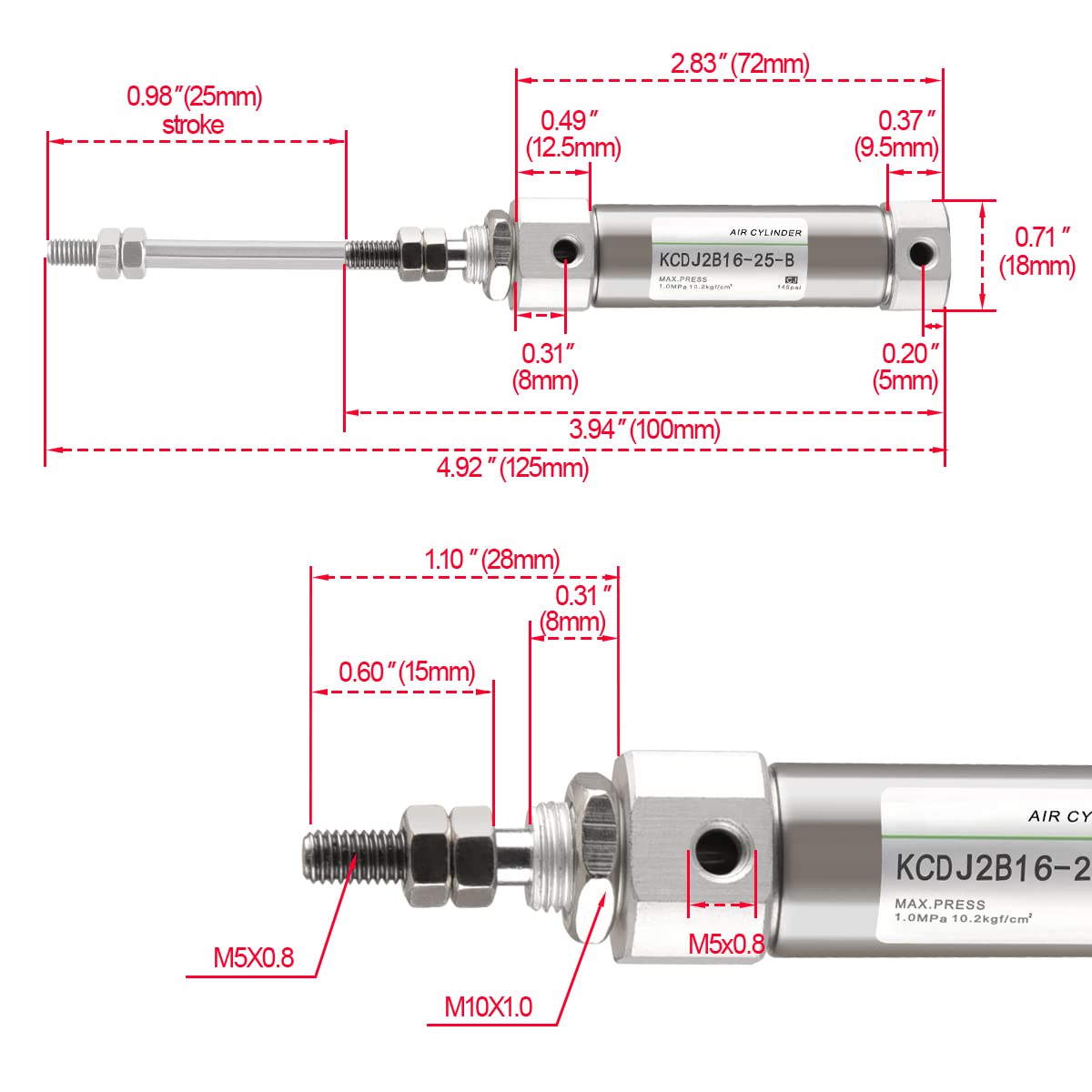 DSNU 16 25 P A | Vérin Pneumatique Festo DSNU 19199 Double Action , Alésage De 16mm, Course De