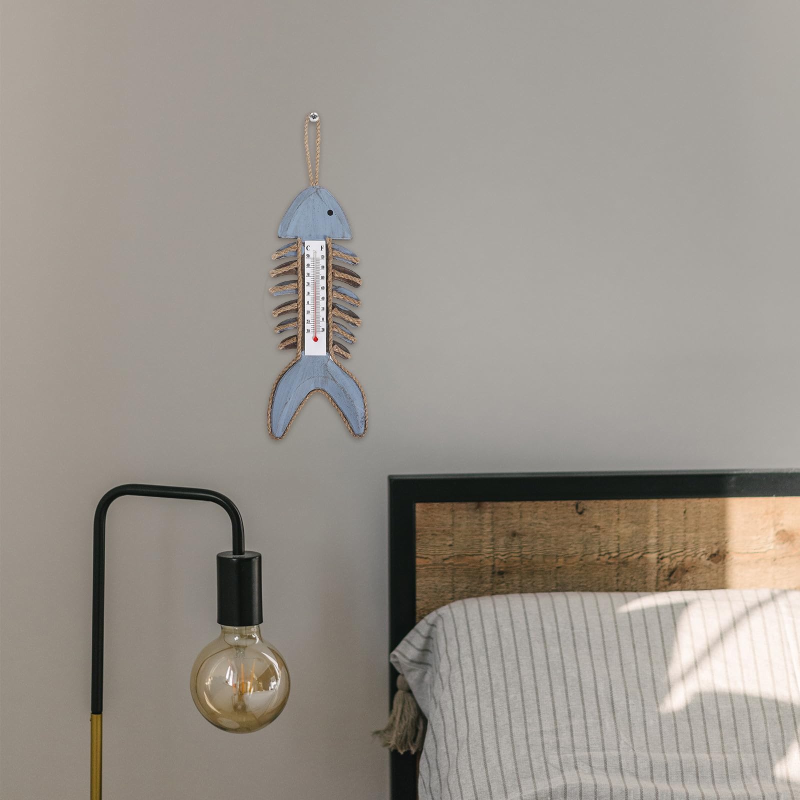 Housoutil Medidor de Temperatura Decorativo de Pared Forma de Hueso para Patio y Jardín Uso en Interiores y Exteriores