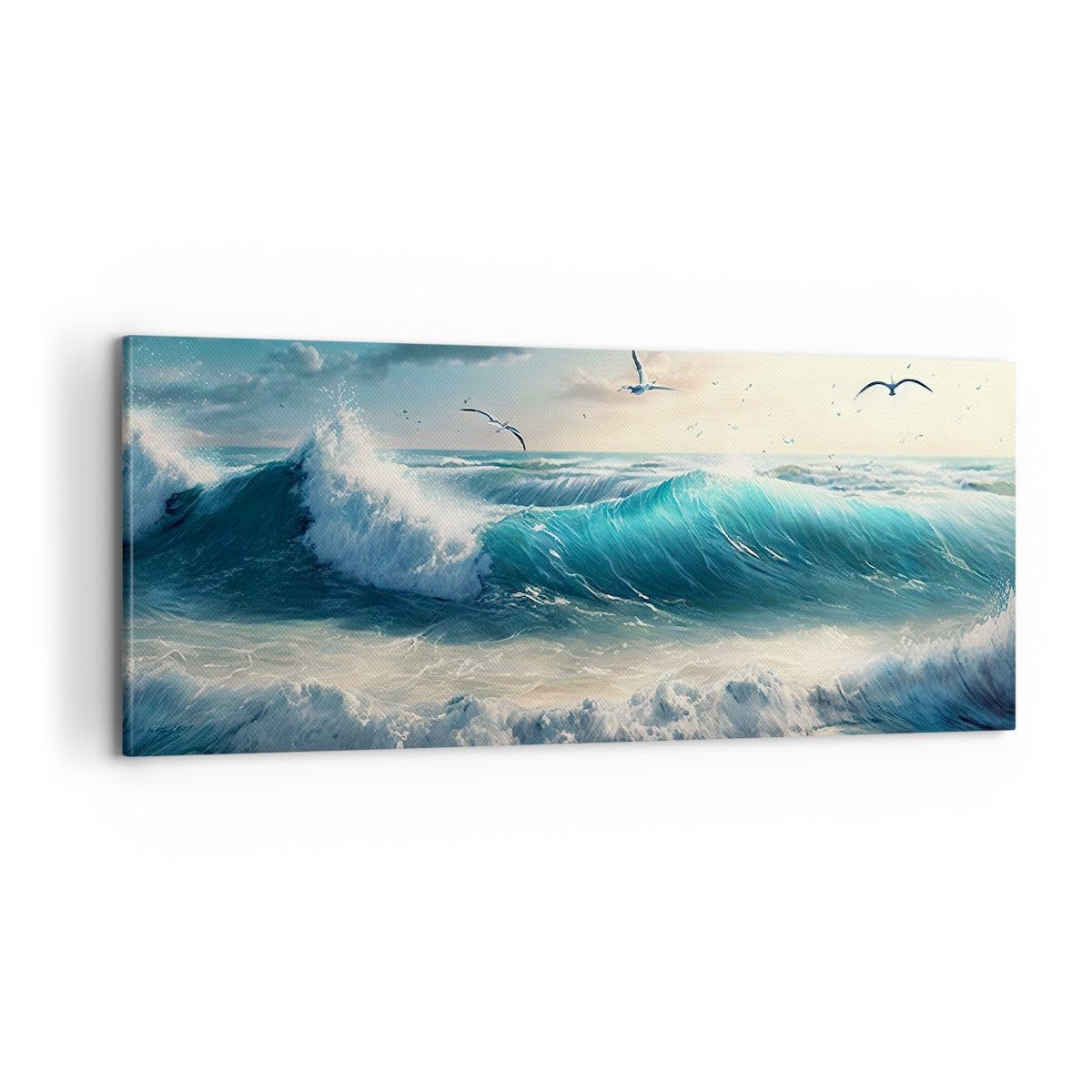 ARTTOR Lienzos decorativos 100x40cm Cuadro Sobre Lienzo Moderno Mar Ondas Playa Grande Dormitorio Cocina Cuadros Pared Imágenes Cuadros Decoracion Salon Wall Art Prints Decor Canvas AB100x40-5780