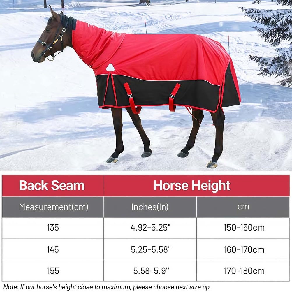 Manta de caballo, peso medio, impermeable, con cubierta de cuello desmontable, protección de invierno 1200D