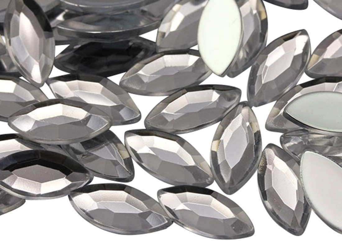Allstarco 15x7mm Crystal Clear .AC Navette Flat Back Acrylic Rhinestones Marquise Gems for Crafts Horse Eye Costume Embelishments Card Making Jewels Jewelry Making Cosplay Jewels 40 Pieces